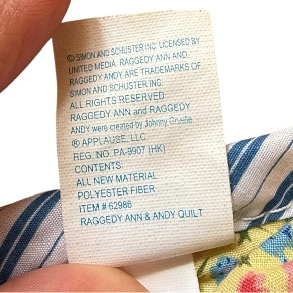 Vintage Raggedy Ann & Andy Quilt Blanket Applause Licensed 80s 90s Collectible - Picture 12 of 12